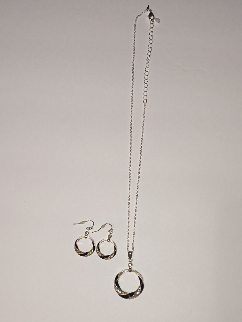 Sterling-Tone Twisted Circle Necklace and Earring Set - Silver